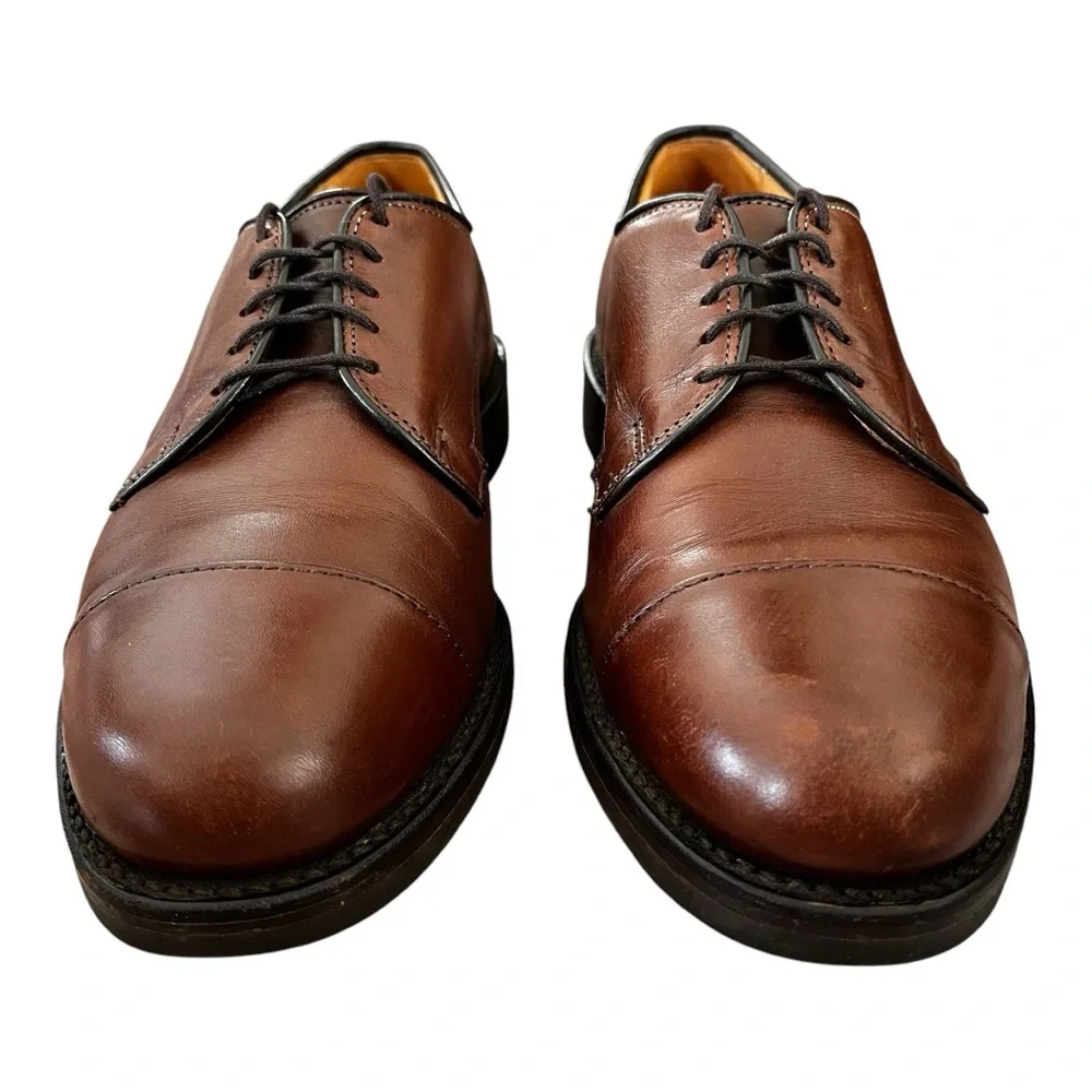 Allen Edmonds Bergland Brown Leather Derby Shoe Mens Size 7 D Lace-up Cap Toe